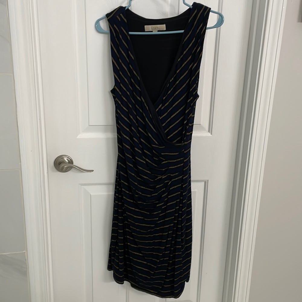 Navy, Black, & Gold Bodycon Dress